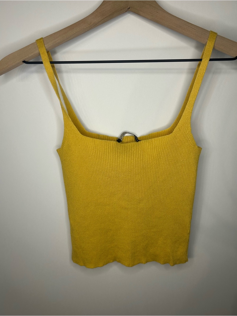Brandy Melville Women’s Gold Yellow Ribbed Square Neck Sweater Tank, One Size